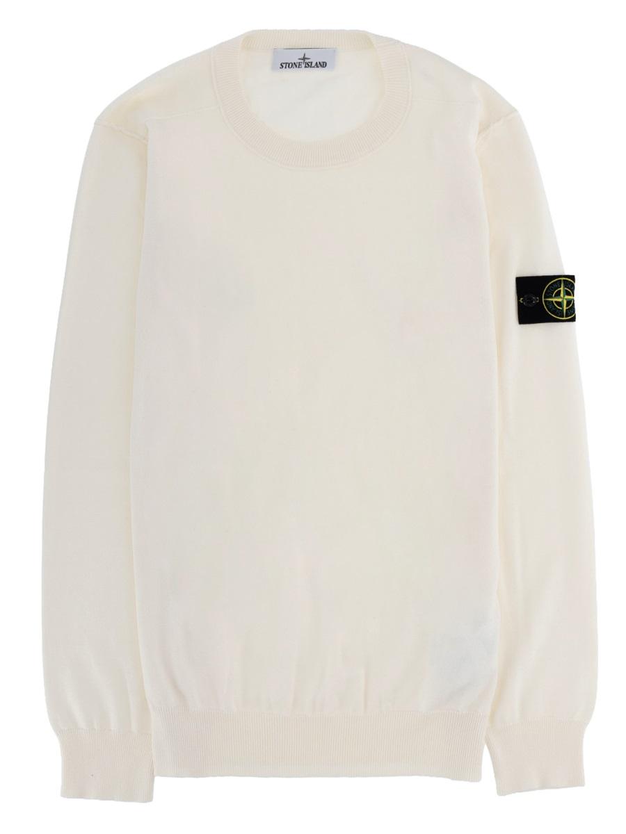 STONE ISLAND Black Cotton Crewneck Knit Sweater for Men