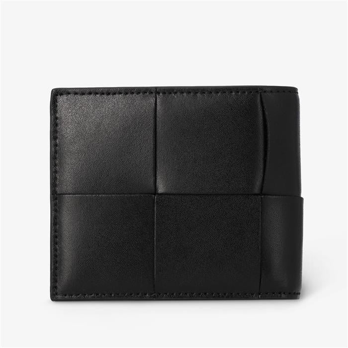 Bottega Veneta Maxi Intrecciato Cassette Leather Bifold Wallet Black