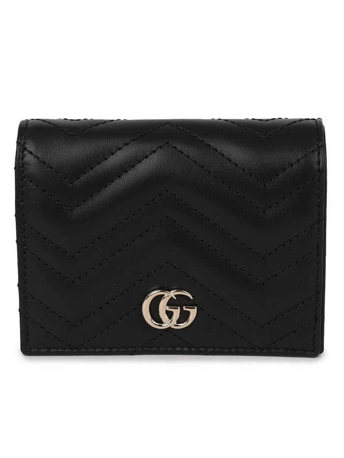 GUCCI GG Marmont Leather Card Case Wallet Black