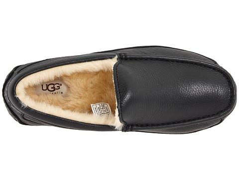 Ugg Black Leather Ascot Moccasin Loafer Men's Shoes