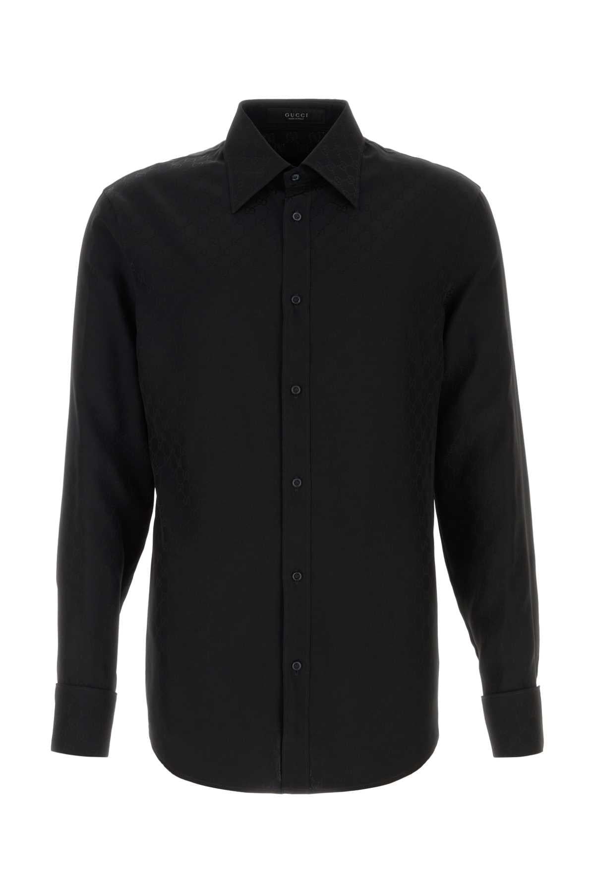 GUCCI Black Long Sleeve Dress Shirt Men Cotton