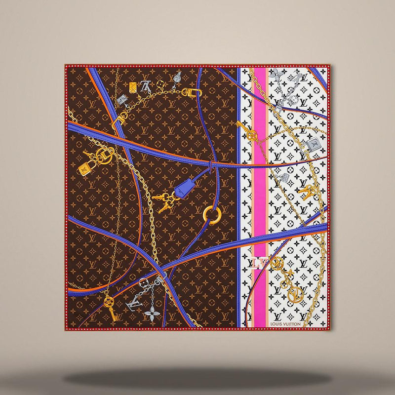 Louis Vuitton Brown Strap and Trunk Square Scarf 70