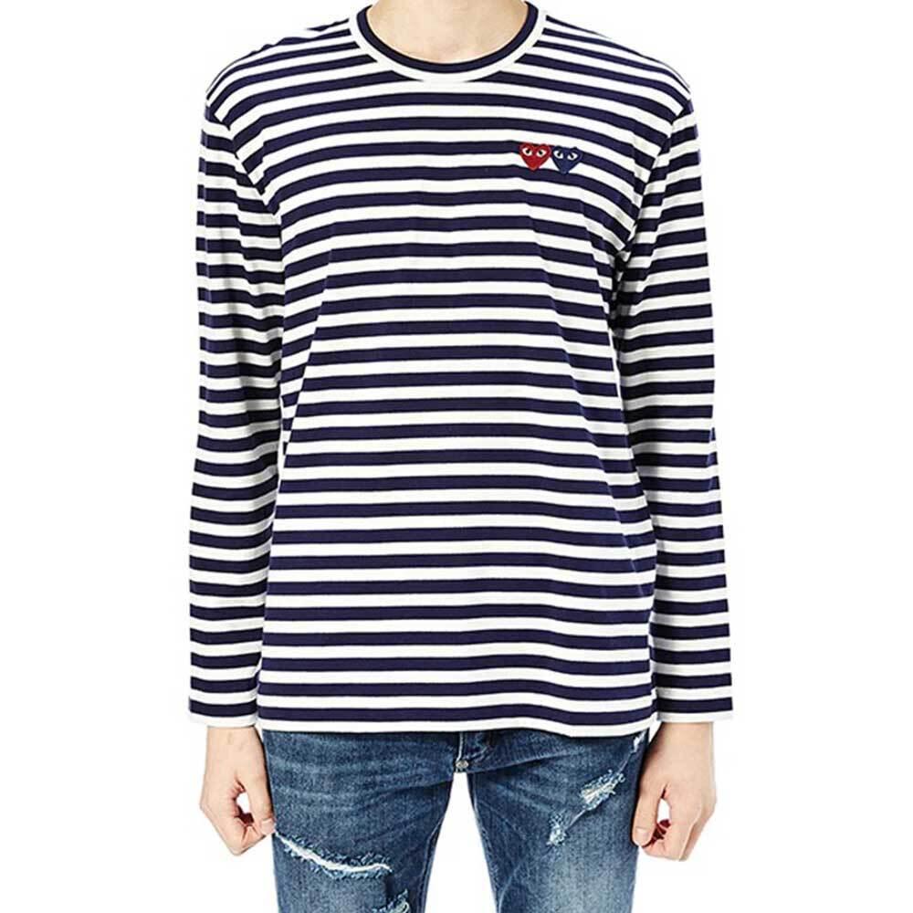 Comme des Garcons Stripe Long Sleeve T-Shirt Double Heart Unisex