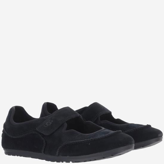 Ugg Black Suede Ballet Flats Women’s Flat Shoes 1187530 BLACK DOM