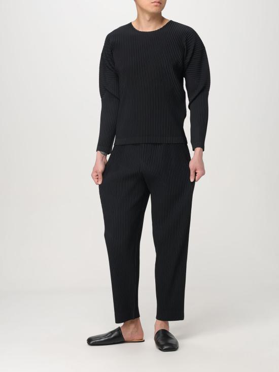 Issey Miyake Homme Plissé Long Sleeve Sweatshirt HP56JK52115 BLACK DOM