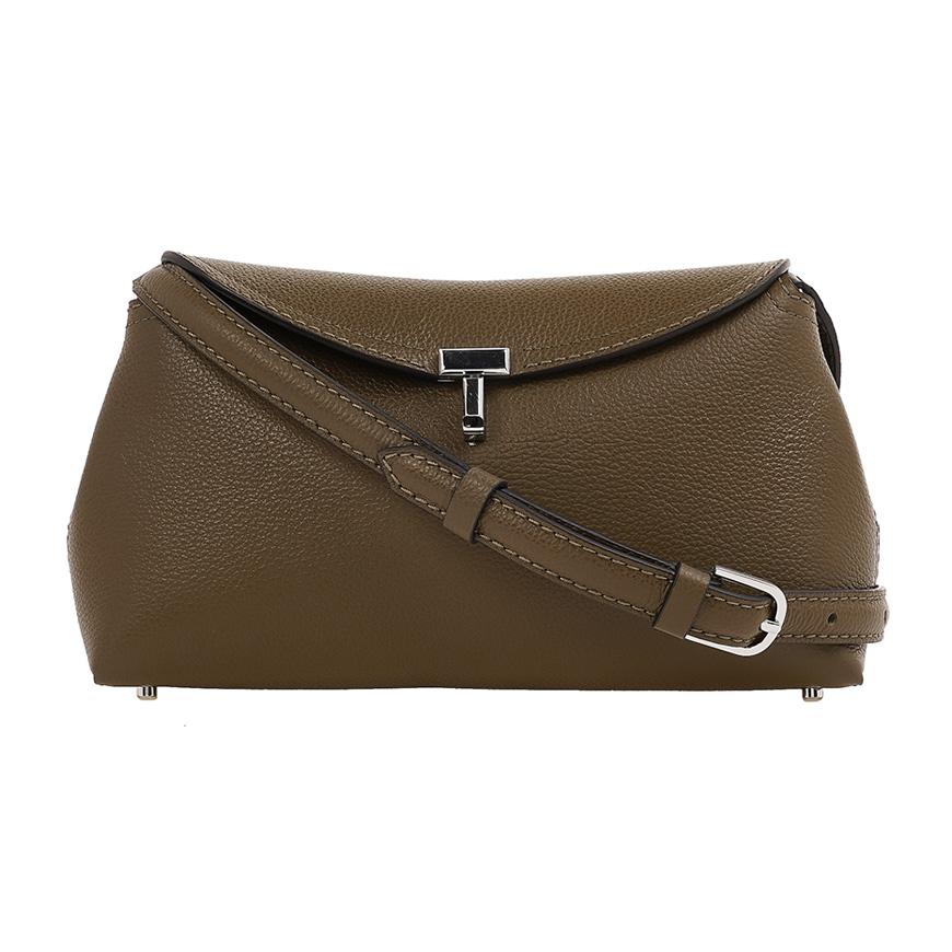 Toteme T-Lock Grain Leather Clutch Bag Women Green 234 WAL944 LE0030
