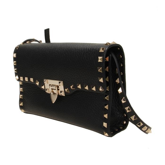 VALENTINO Small Rockstud Leather Crossbody Bag Black 5W2B0181 VSF 0NO