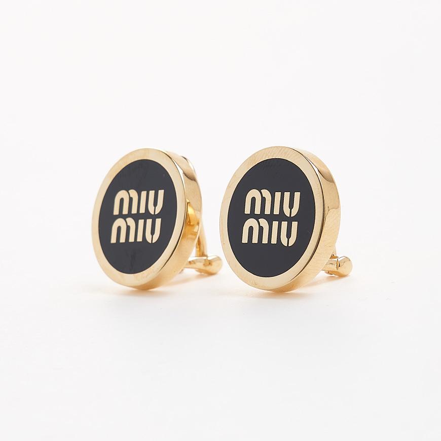Miu Miu Black Enamel Metal Earrings