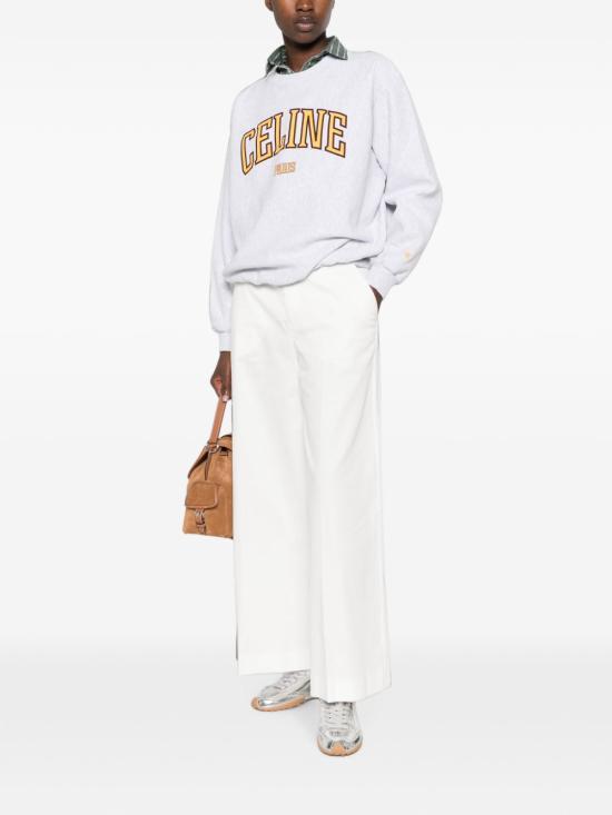 CELINE Pale Grey Yellow Burgundy Long Sleeve Sweatshirt