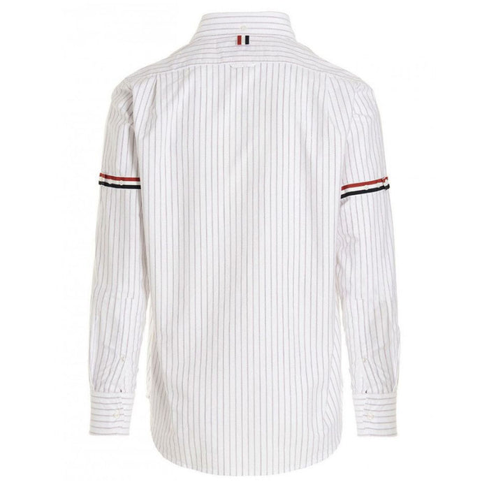 THOM BROWNE Armband Pinstripe Long Sleeve Shirt