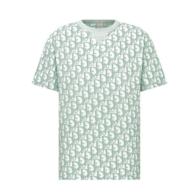 DIOR Oblique Casual Fit Cotton Jersey T-Shirt Green White