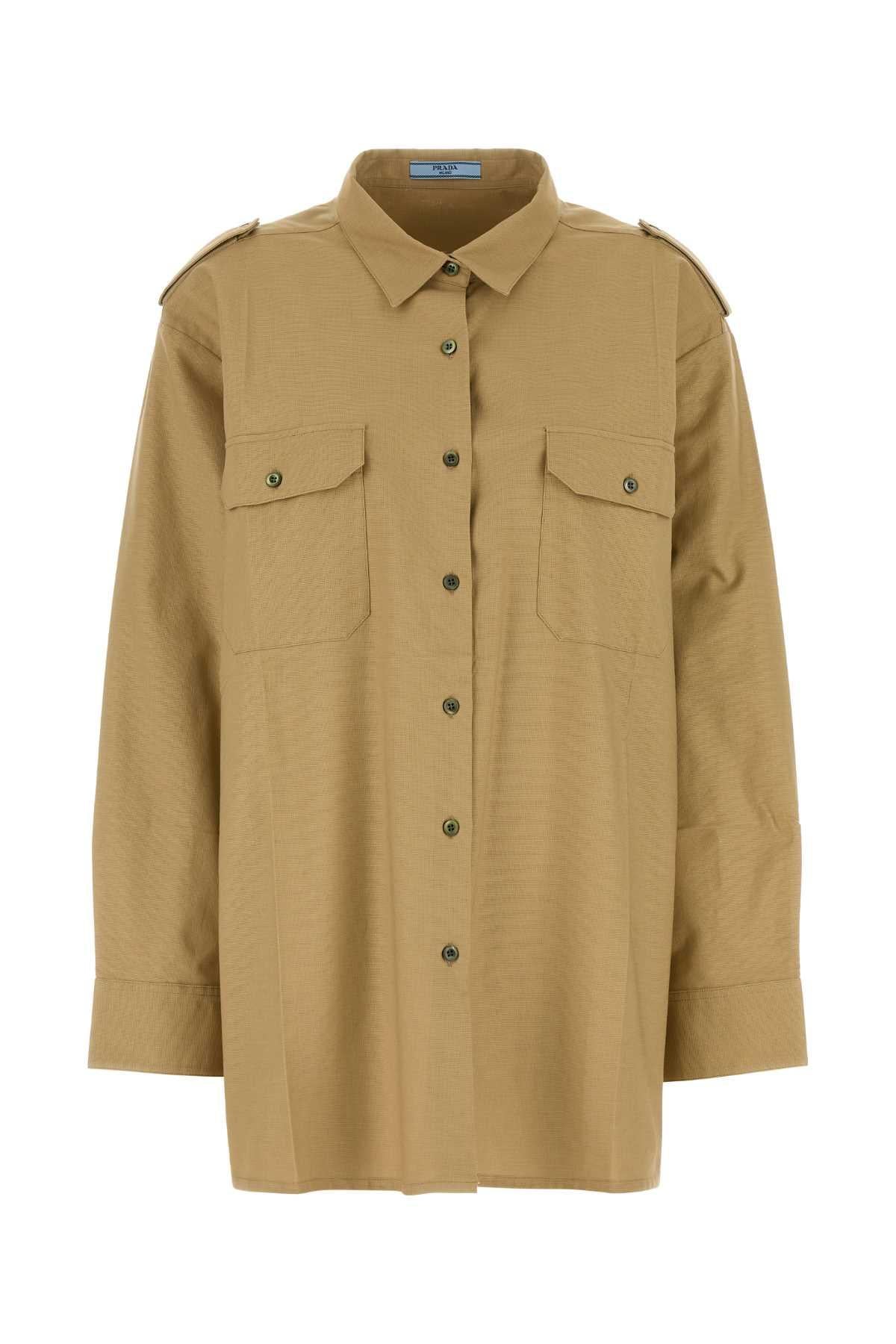 PRADA Long Sleeve Button-Up Shirt Women’s White Cotton
