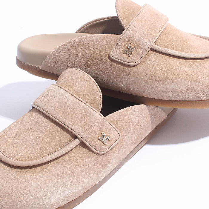 Max Mara Suede Mule Slippers Beige 2424526331600 MANLY 003