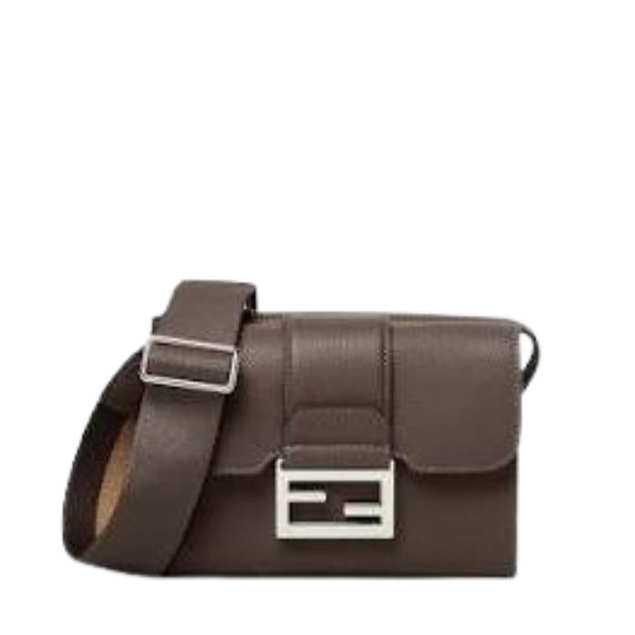 FENDI Double Baguette Leather Crossbody Bag Black