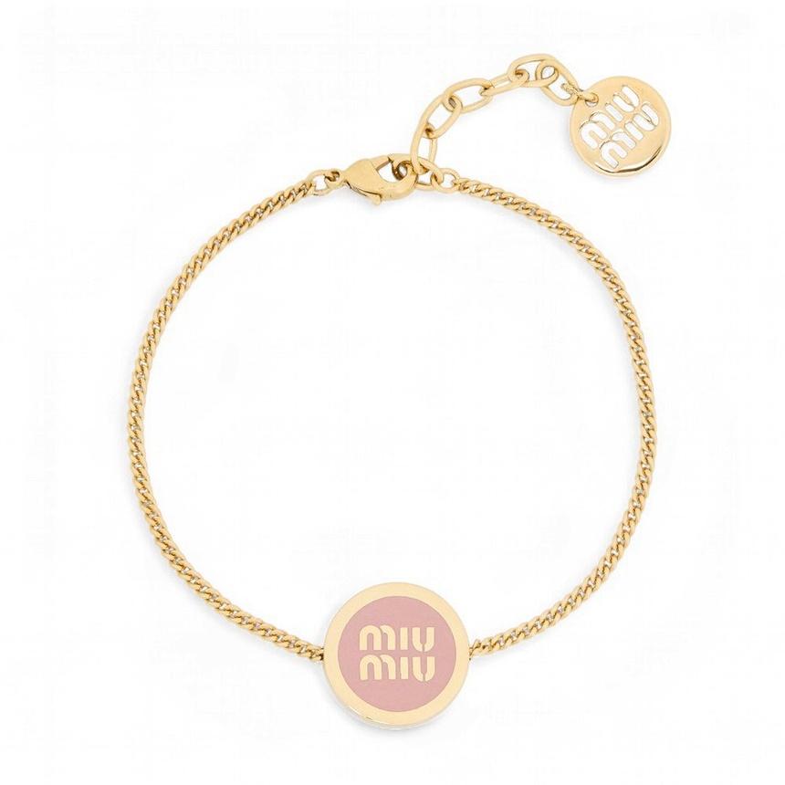 Miu Miu Silver-Tone Crystal Chain Bracelet
