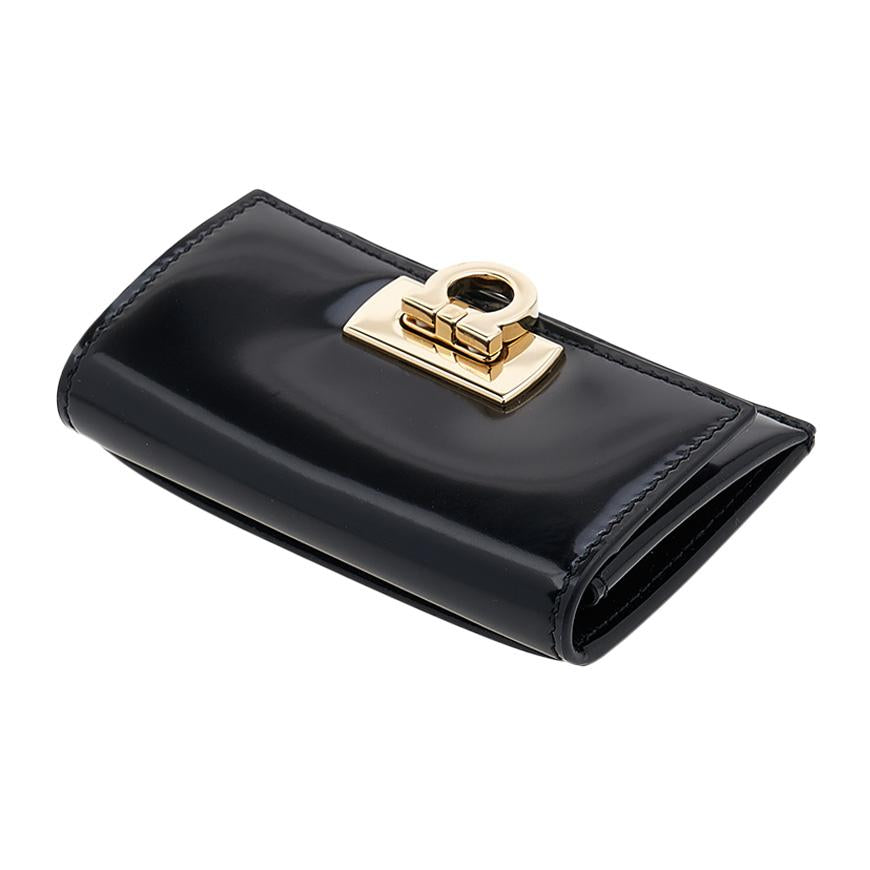 Ferragamo Gancini Leather Card Holder Black 0760662 1