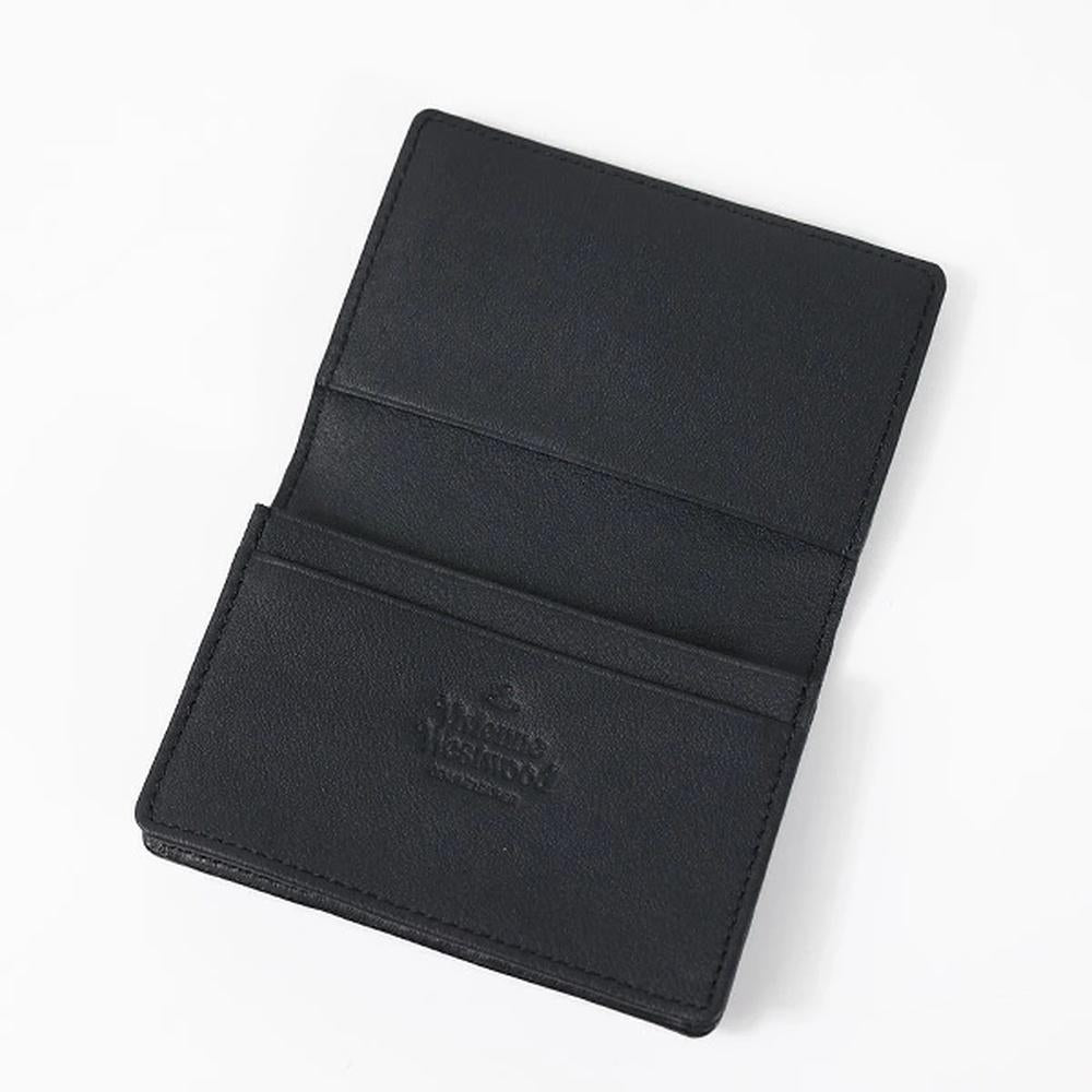 Vivienne Westwood Logo Flap Leather Card Holder Black