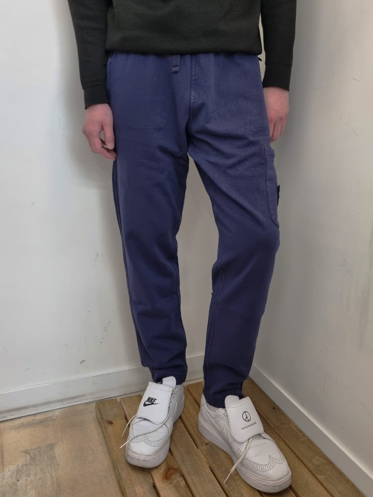STONE ISLAND Logo Patch Fleece Jogger Sweatpants Men’s Navy