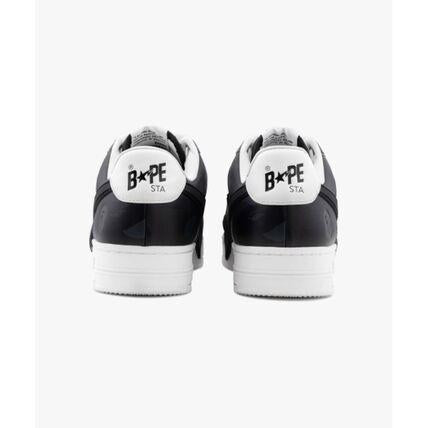 BAPE Leather Low-Top Sneakers for Men 001FWL301308MBLK BLACK DOM