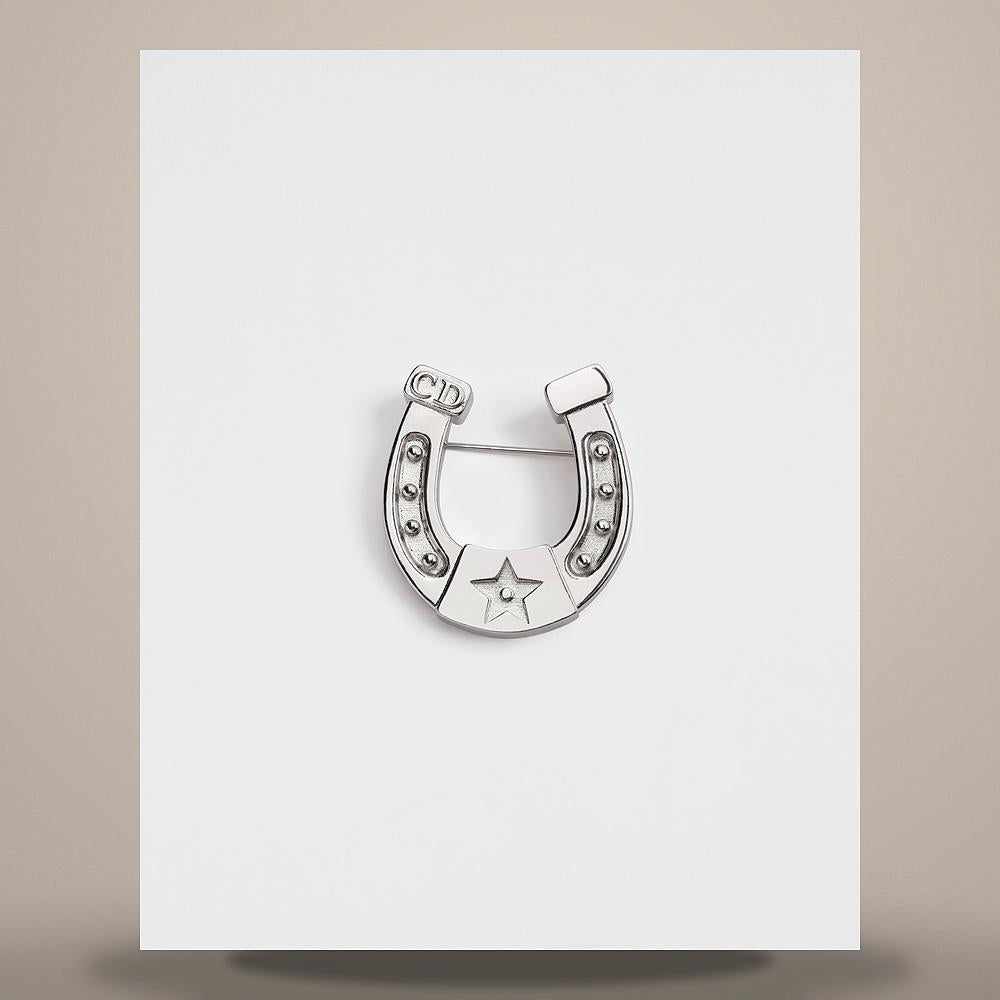 DIOR Silver-Finish Brass Horseshoe Brooch V1839HOMMTD000