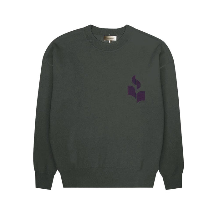 Isabel Marant ATLEY Logo Charcoal Knit Crewneck Sweater