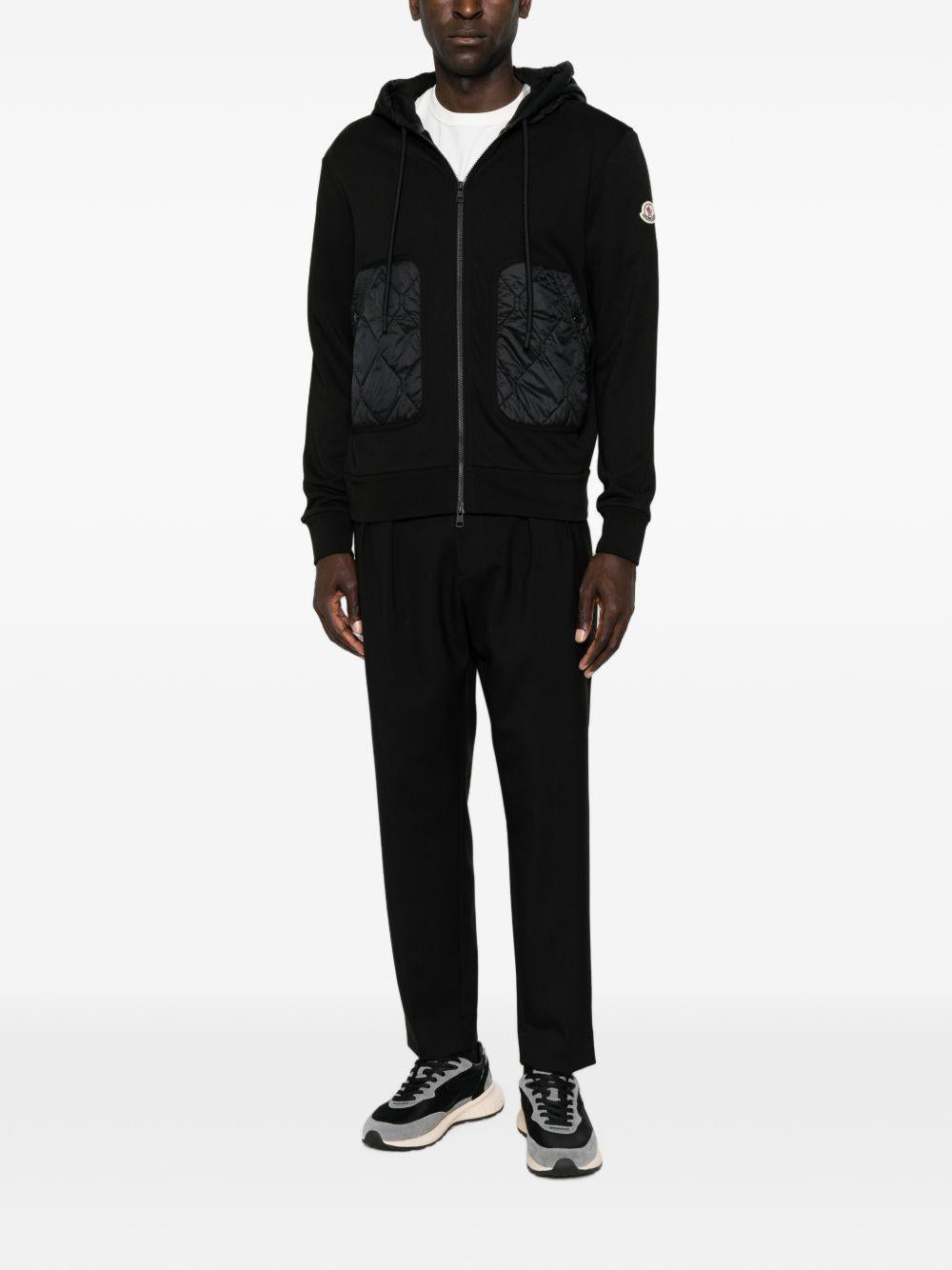 Moncler Black Cotton Zip Sweatshirt Jacket for Men