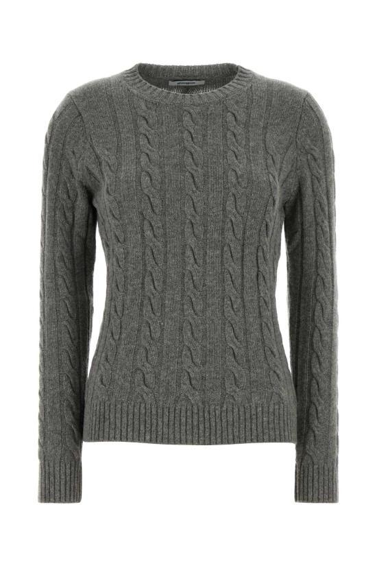 gimaguas Grey Braid Knit Round Neck Sweater Jumper