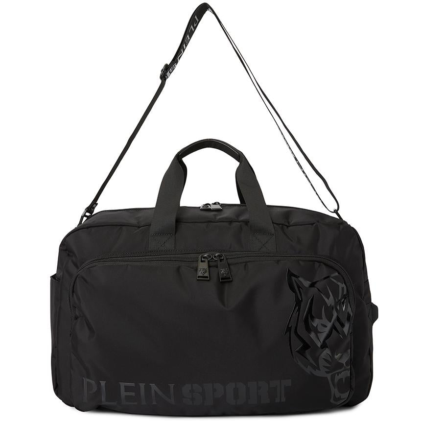 PLEIN SPORT Men’s Duffel Bag Black Nylon Tote Bag
