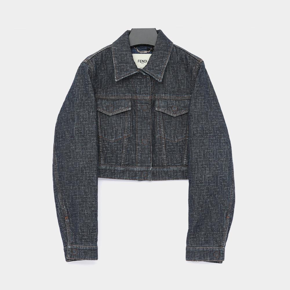 FENDI Monogram Cropped Denim Women’s Jacket FLF834 AW82 F1UKI