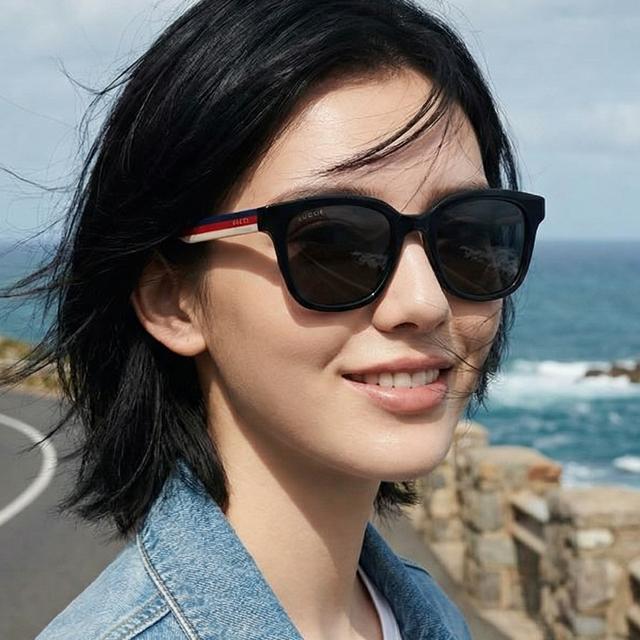 GUCCI Black Acetate Asian Fit Unisex Sunglasses