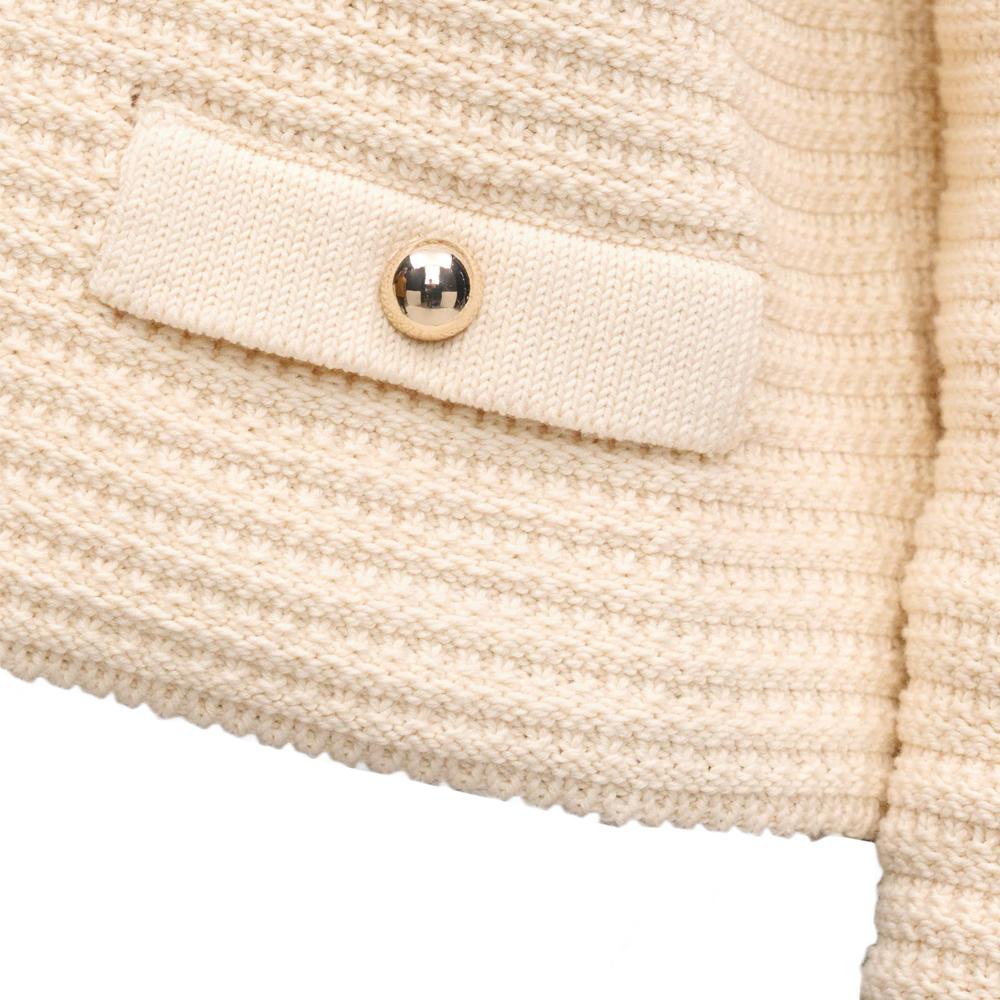 Max Mara Ivory V-Neck Knit Cardigan 2615341041 001