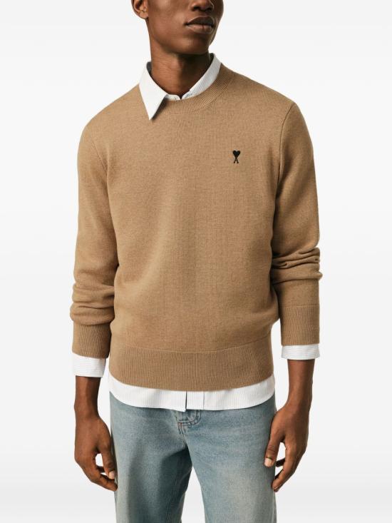 AMI ADC Logo Crewneck Sweater Camel Black Men’s Knit