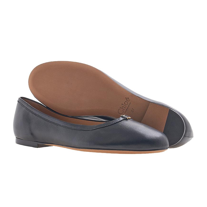 Chloe Marcie Ballerina Flats Black Leather Women’s Shoes