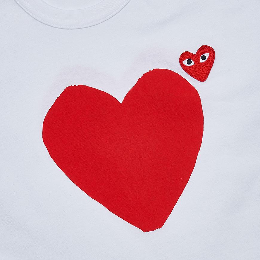 Comme des Garcons Unisex Heart Print T-Shirt AX T222 051 WHITE