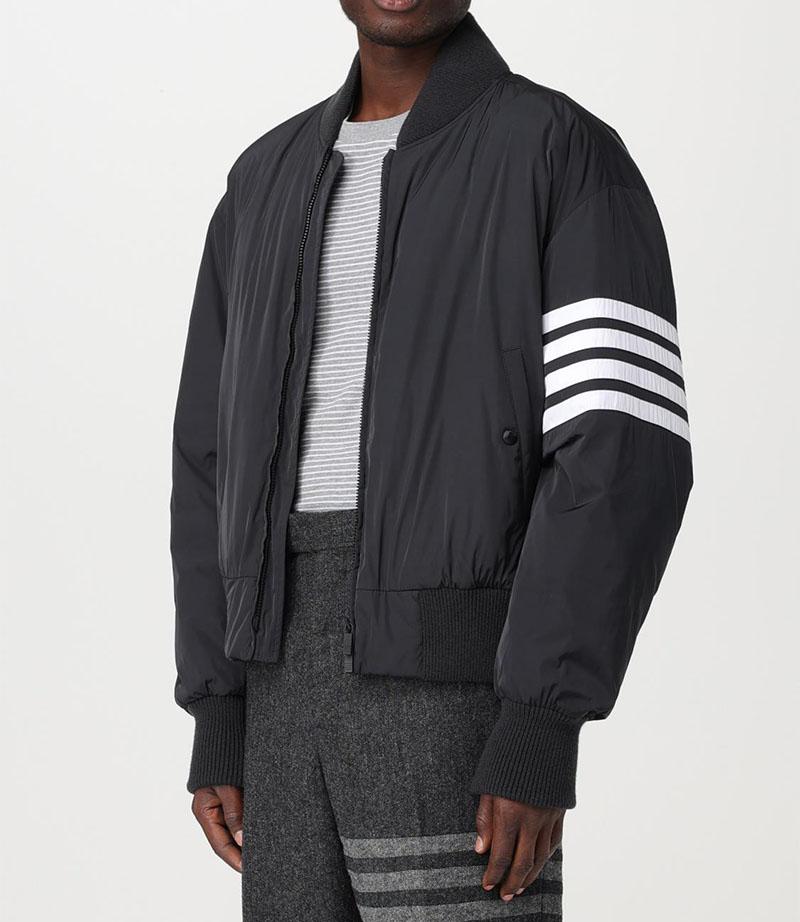 THOM BROWNE Charcoal Oversized Down Bomber Jacket