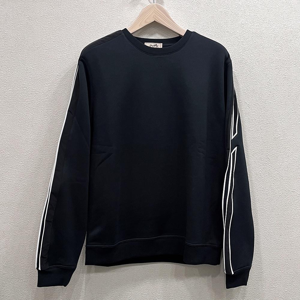 HERMES Men’s Cotton Crewneck Sweater Black Run H