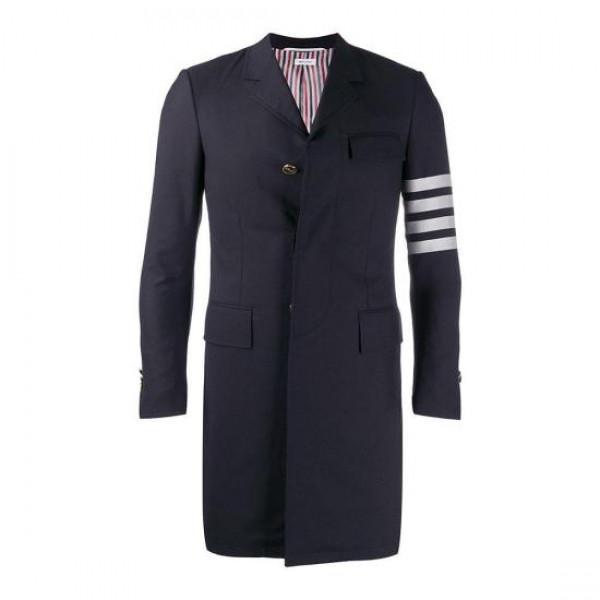 THOM BROWNE 4-Bar Stripe High Armhole Plain Weave Wool Coat