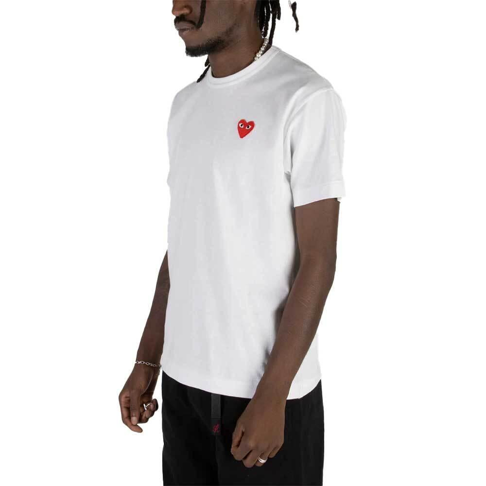 Comme des Garcons White Red Heart Unisex Short Sleeve T-Shirt