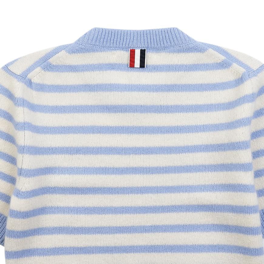 THOM BROWNE Women’s Stripe Jersey Stitch Short Sleeve Knit Sweater