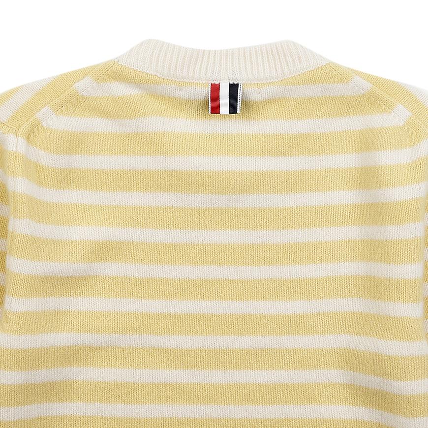 THOM BROWNE Women’s Stripe Jersey Stitch Short Sleeve Crewneck Knit