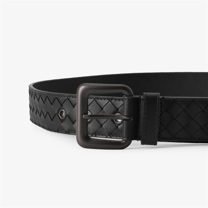 Bottega Veneta Intrecciato VN Black Leather Men's Belt