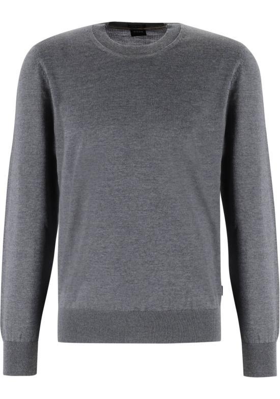 HUGO BOSS Gray Round Neck Knit Sweater for Men