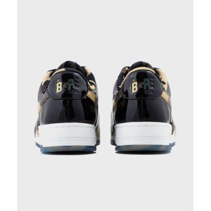 BAPE Black Leather Low-Top Sneakers 001FW L301309MBLK