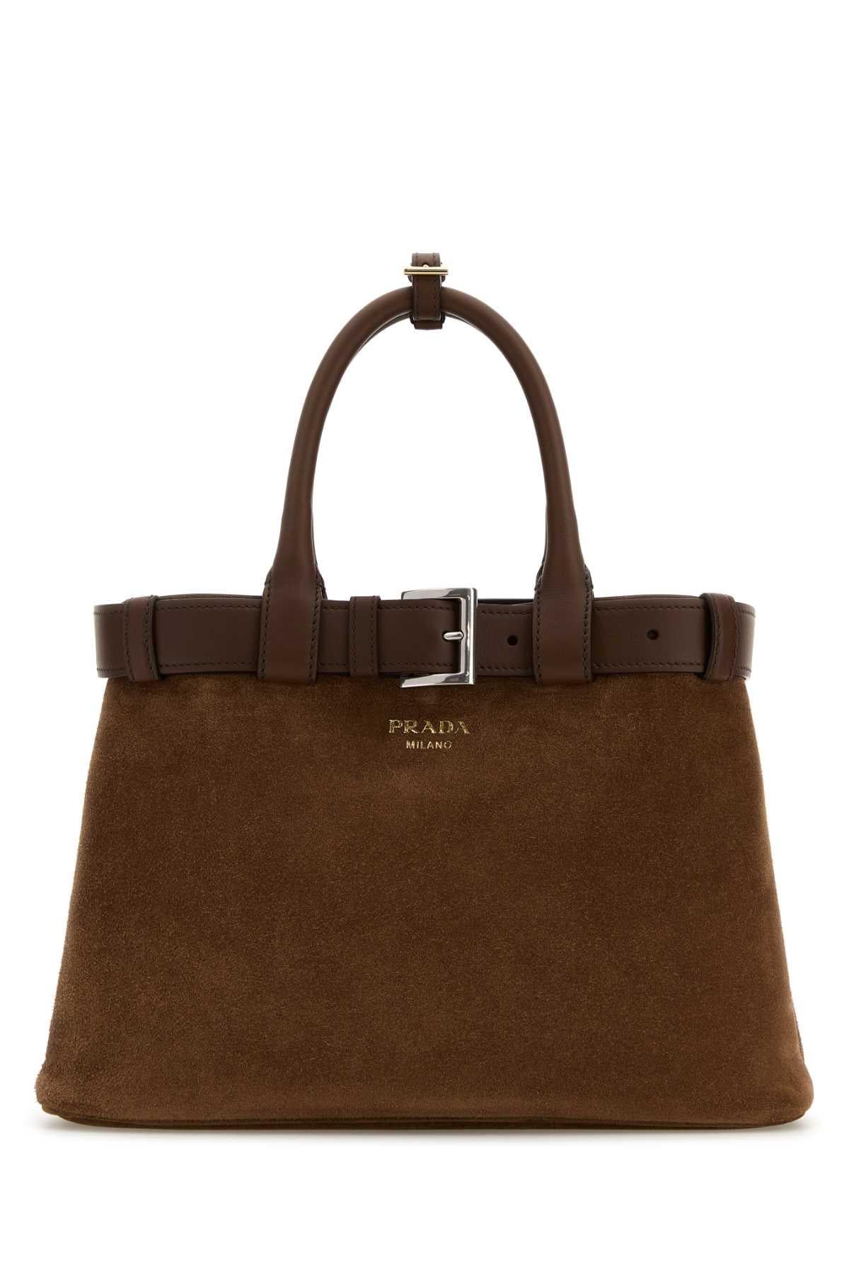 PRADA Navy Leather Structured Tote Bag