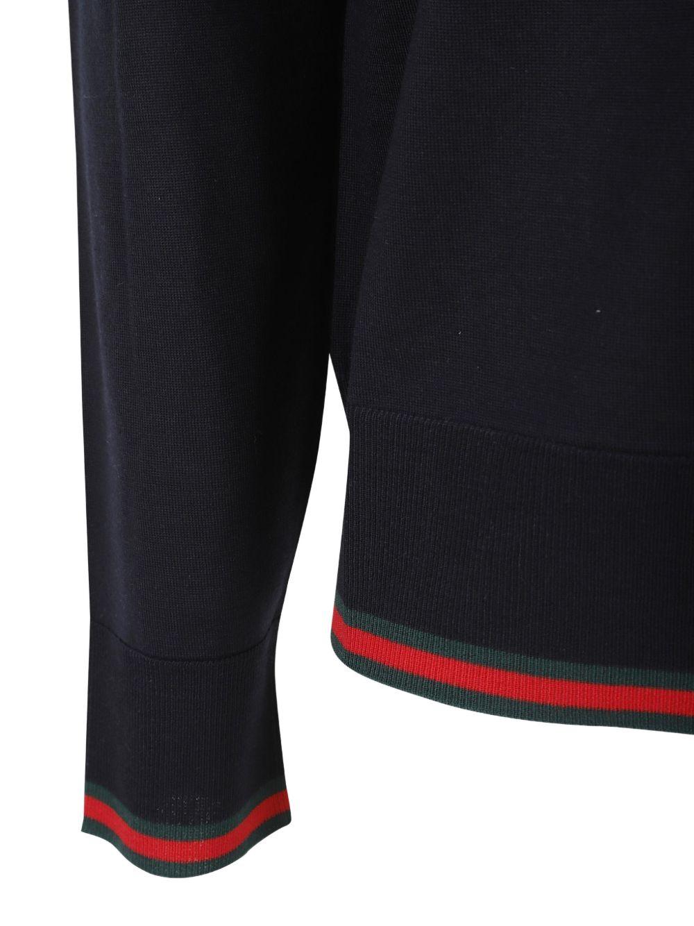 GUCCI Blue Wool Round Neck Knit Sweater
