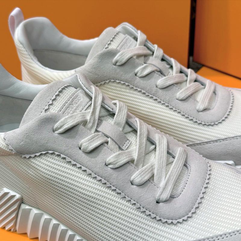 HERMES Men’s Bouncing Suede White H Low-Top Sneakers