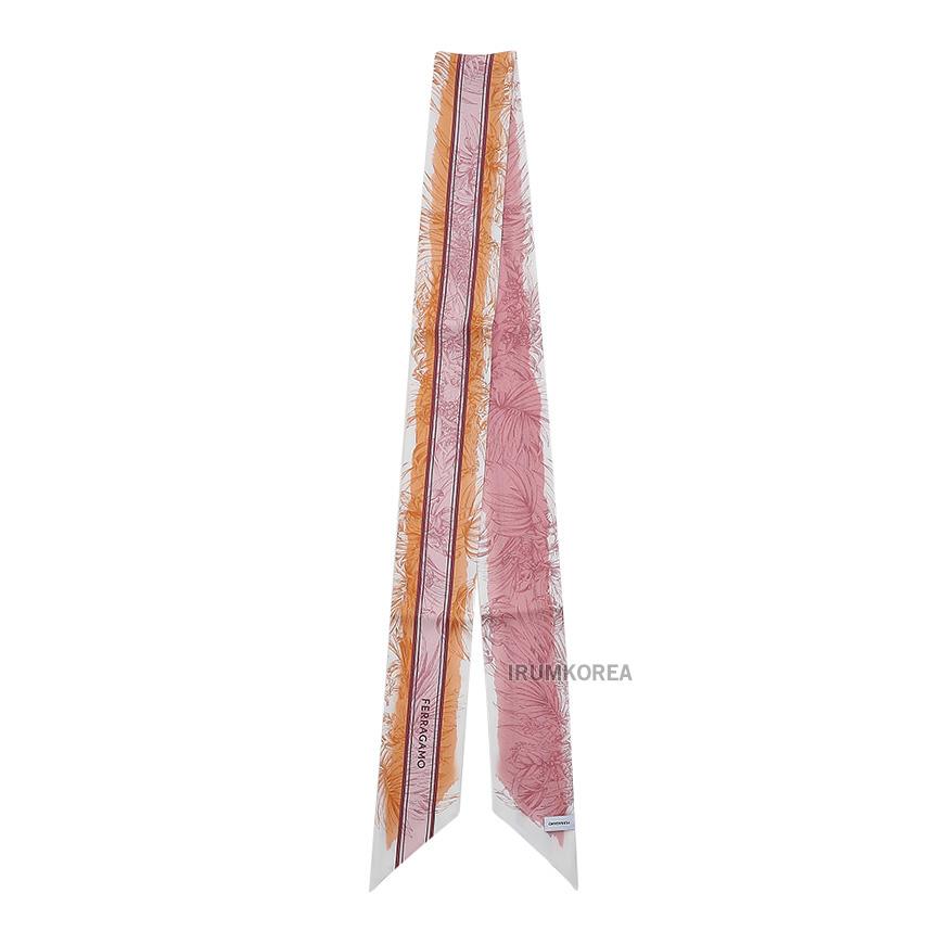 Ferragamo Women’s Gravure Print Scarf Orange Pink Silk Scarf