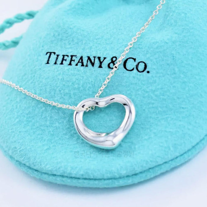 Tiffany & Co 925 Sterling Silver Open Heart Pendant Necklace