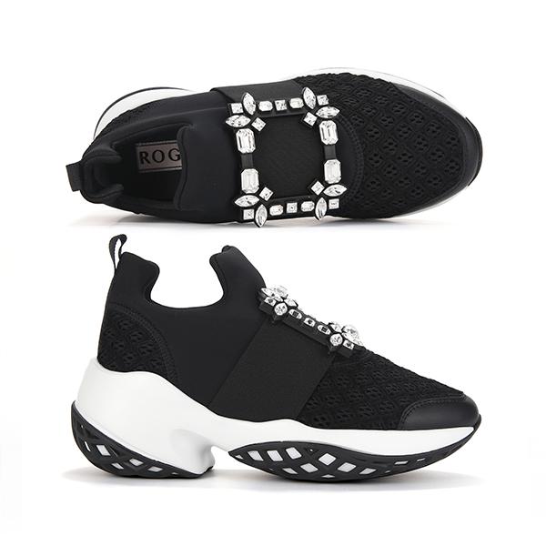 Roger Vivier Viv Run Strass Buckle Low-Top Sneakers Black Women