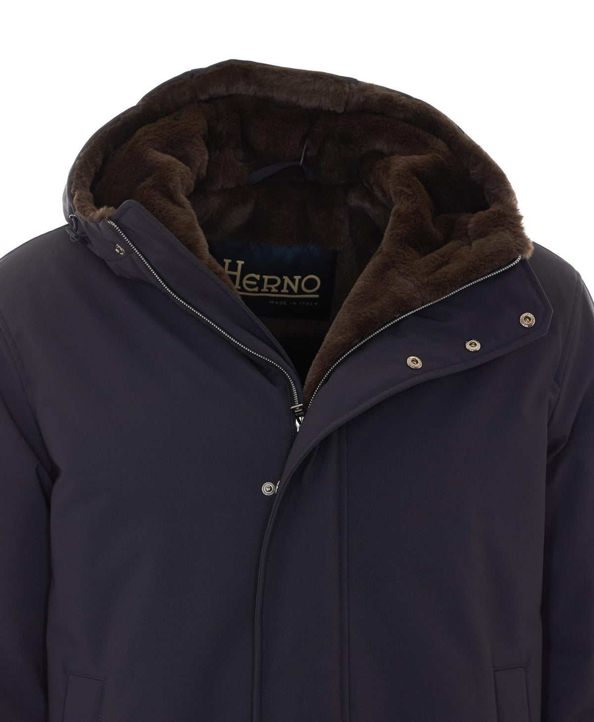 Herno Navy Wool-Blend Single-Breasted Coat for Men